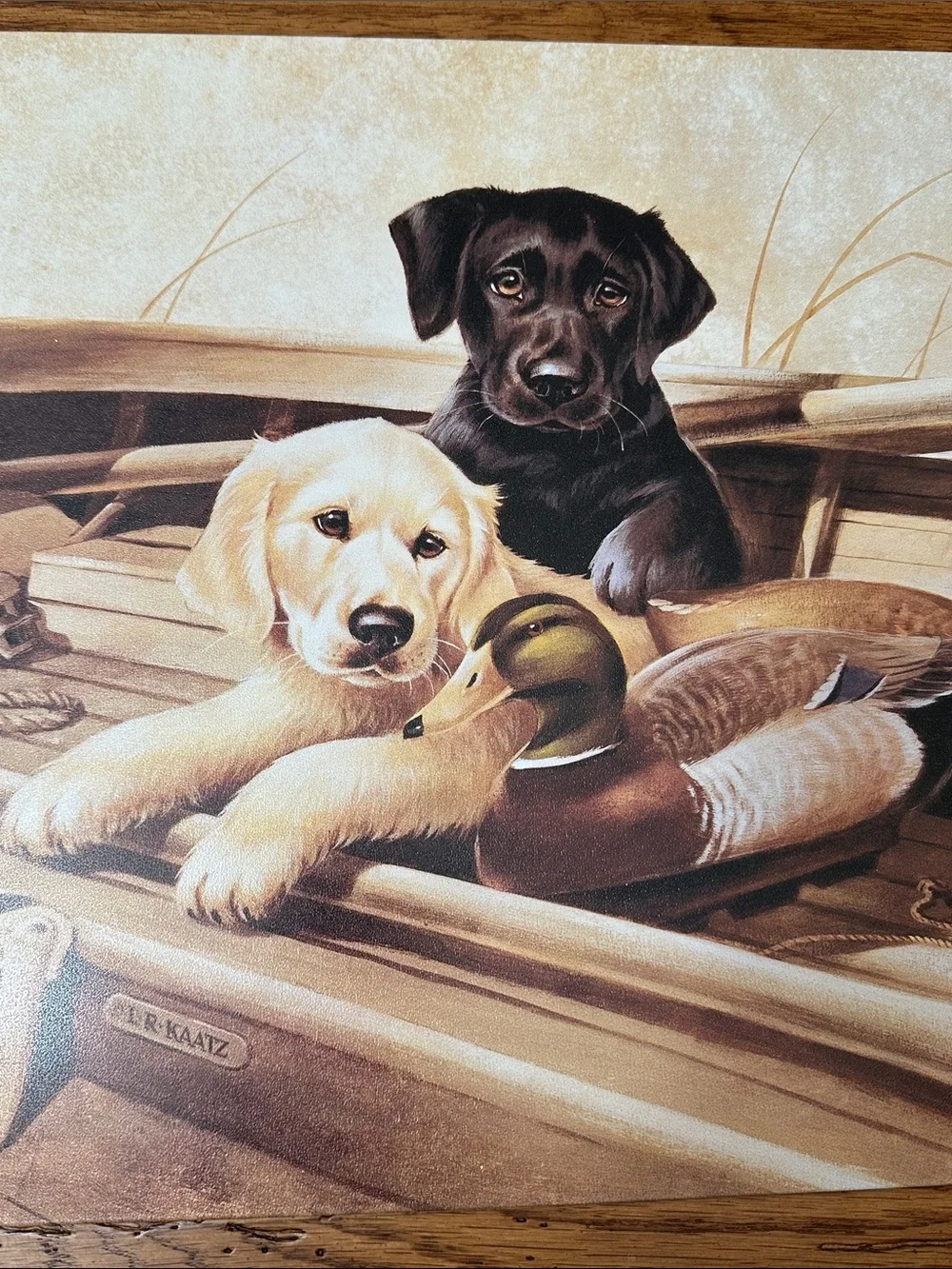 Labrador puppies Metal Wall Sign artwork by L.R. KAATZ D923 “Almost Ready”